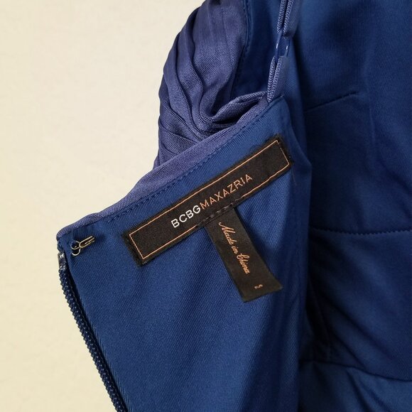 BCBGMaxAzria Addison One Shoulder Rosette Tulip Wrap Skirt Mini Dress M Ink $258 - Picture 7 of 16